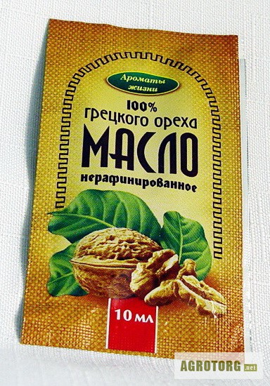 Масло порционное Грецкого ореха, 100%, растительное, нерафинированное, 10мл.