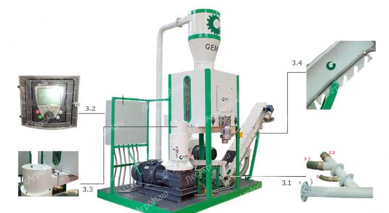 Фото 2. Линия оборудования для производства топливных пеллет MPL 300 (400 кг/час)