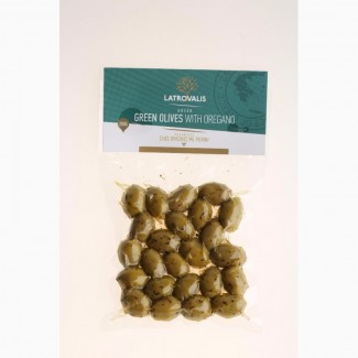 Зеленые оливки с орегано в vac box 200 gr - Greece